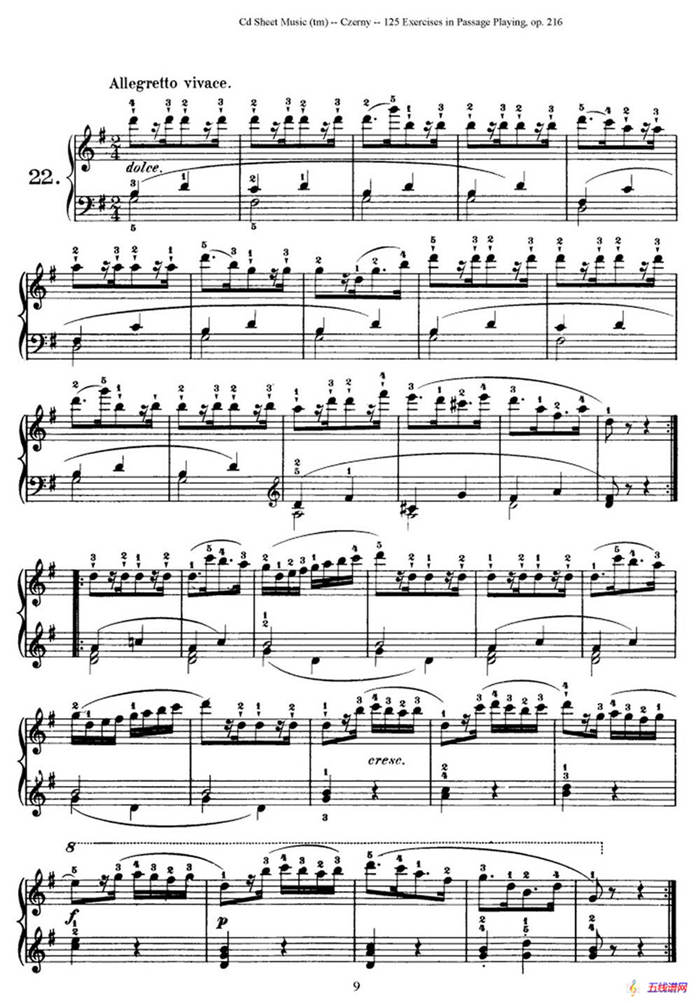 125 Exercises in Passage Playing Op.261（车尔尼125首钢琴短乐句练习曲（22——41））