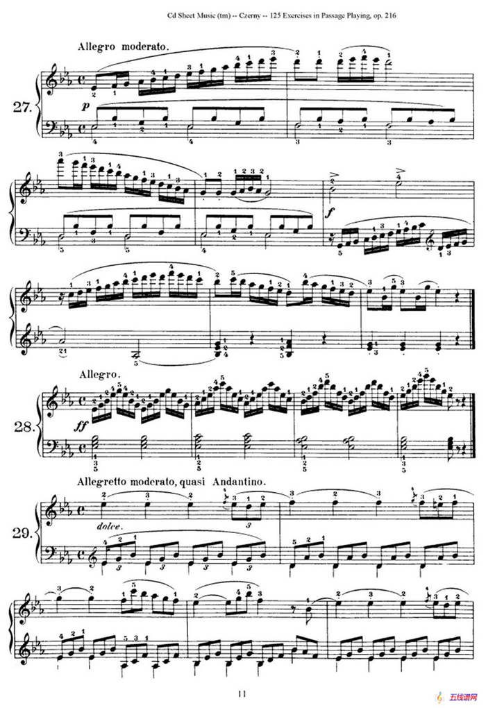 125 Exercises in Passage Playing Op.261（车尔尼125首钢琴短乐句练习曲（22——41））