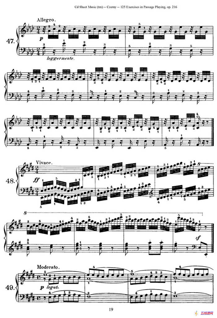 125 Exercises in Passage Playing Op.261（车尔尼125首钢琴短乐句练习曲（42——60））