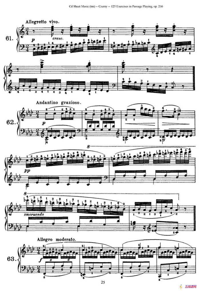 125 Exercises in Passage Playing Op.261（车尔尼125首钢琴短乐句练习曲（61——78））
