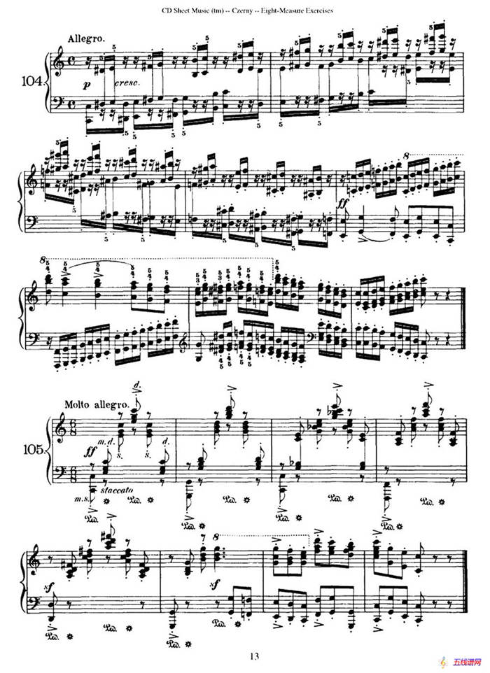 160 Eight- Measure Exercises.Op.821（车尔尼160首钢琴八小节练习曲（104——121））
