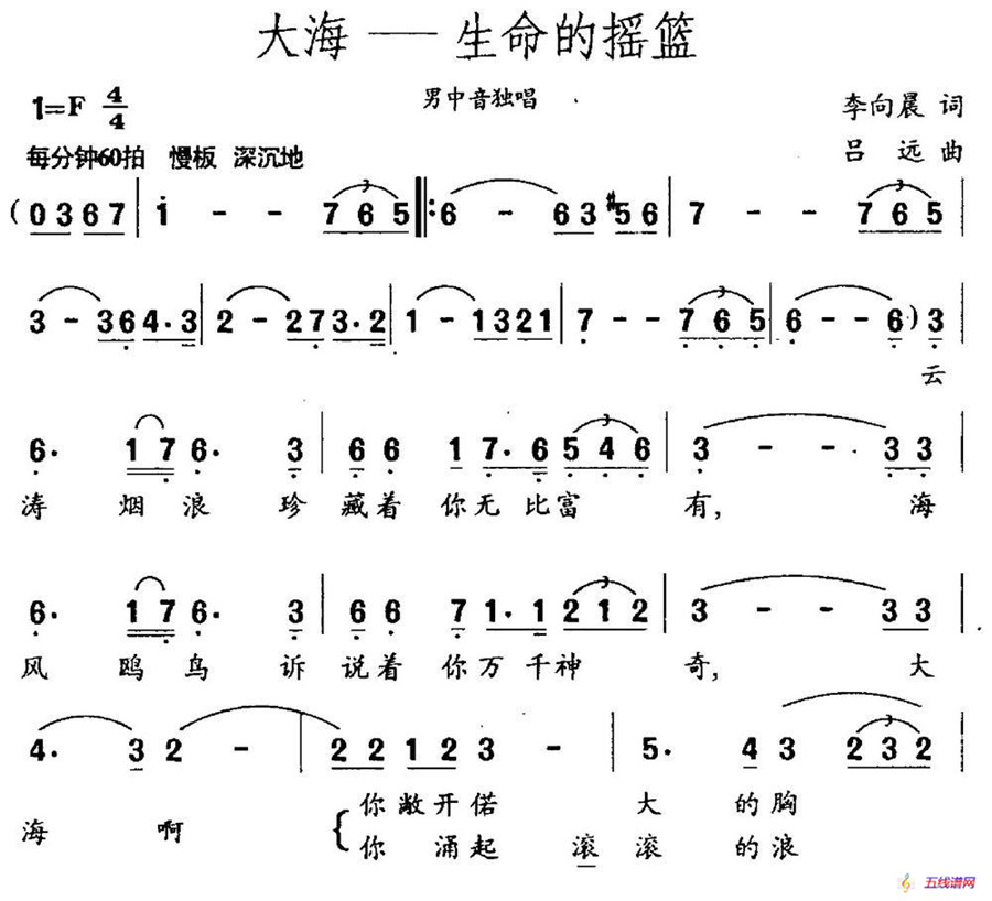 大海——生命的摇篮（李向晨词 吕远曲）