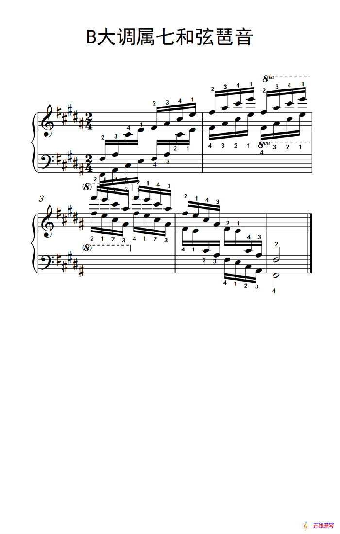 第六级 11.B大调属七和弦琶音（中央音乐学院 钢琴（业余）考级教程 4-6级）