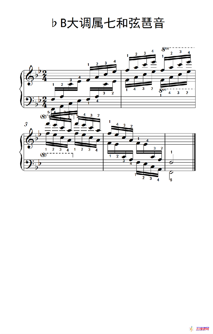 第六级 15.♭B大调属七和弦琶音（中央音乐学院 钢琴（业余）考级教程 4-6级）