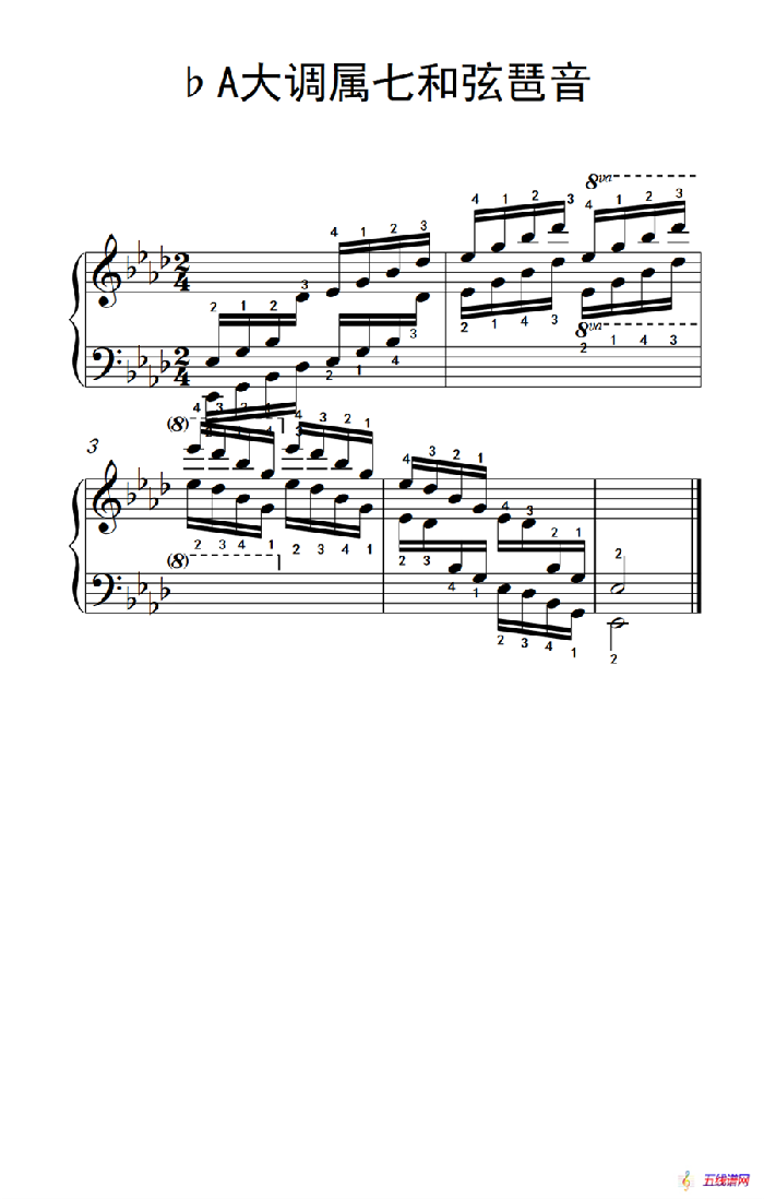 第六级 19.♭A大调属七和弦琶音（中央音乐学院 钢琴（业余）考级教程 4-6级）