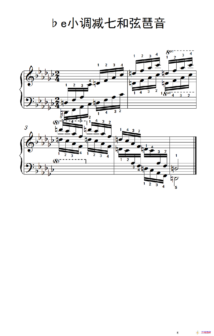 第七级24.♭e小调减七和弦琶音（中央音乐学院 钢琴（业余）考级教程 7-9级）