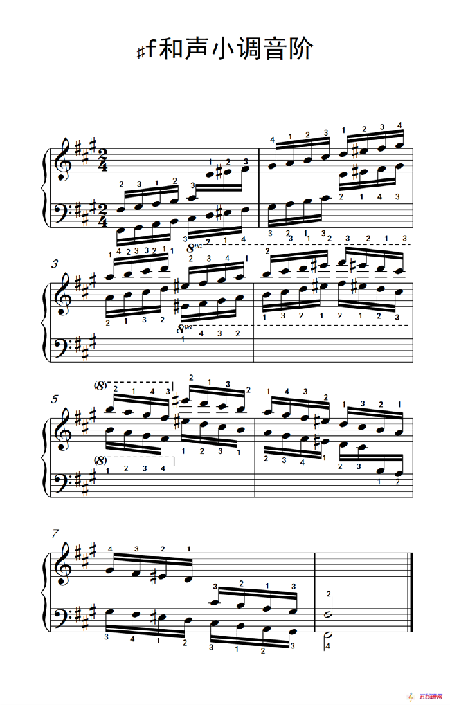 第八级8.♯f和声小调音阶（中央音乐学院 钢琴（业余）考级教程 7-9级）