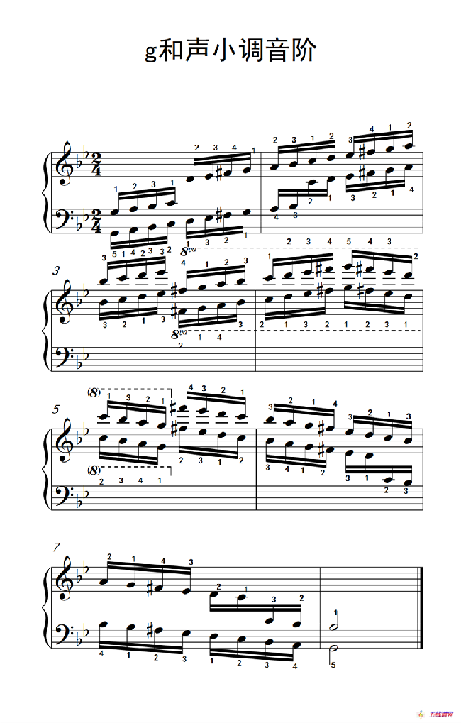 第八级16.g和声小调音阶（中央音乐学院 钢琴（业余）考级教程 7-9级）