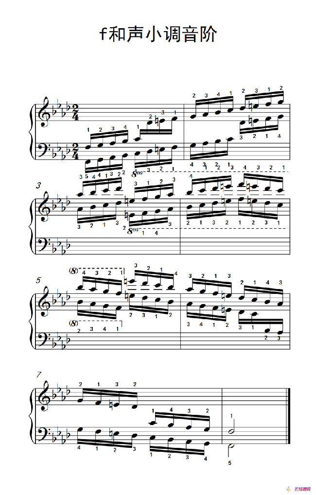 第八级20.f和声小调音阶（中央音乐学院 钢琴（业余）考级教程 7-9级）
