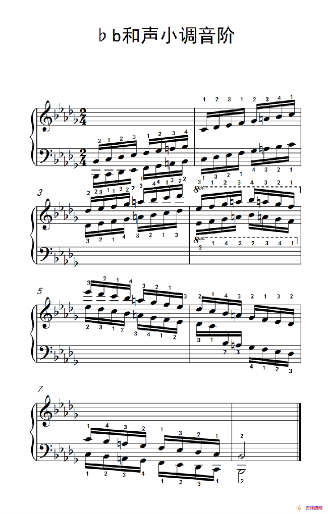 第八级22.♭b和声小调音阶（中央音乐学院 钢琴（业余）考级教程 7-9级）