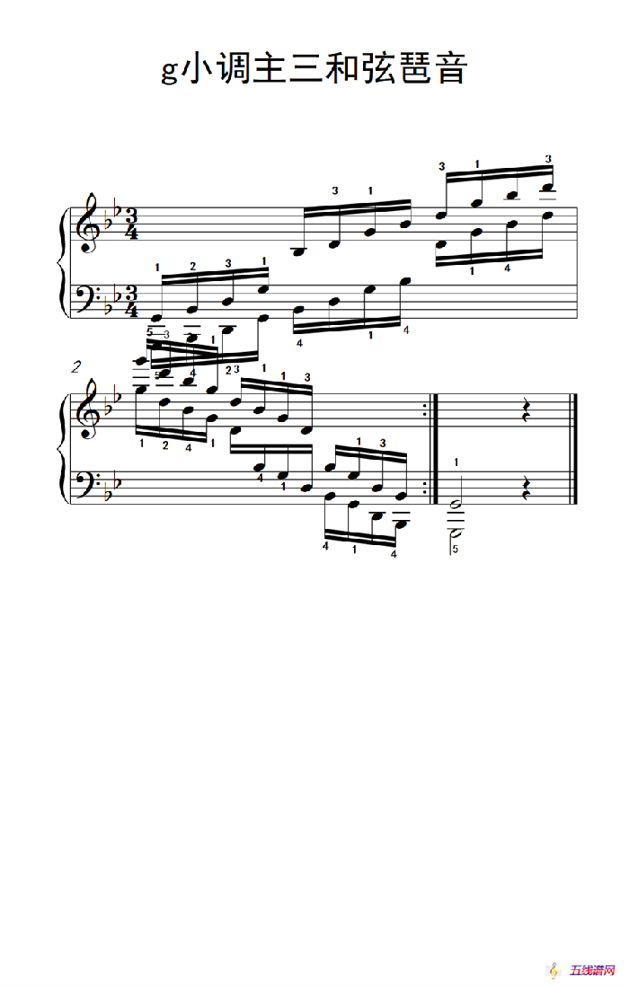 第八级6.g小调主三和弦琶音（中央音乐学院 钢琴（业余）考级教程 7-9级）