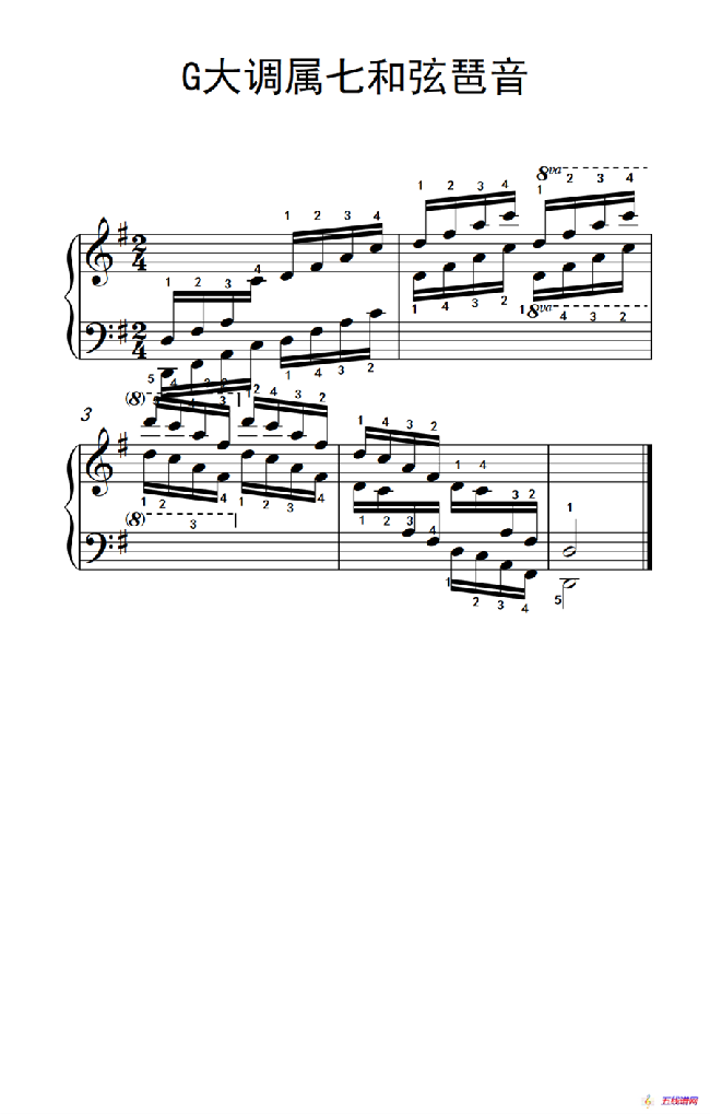第八级3.G大调属七和弦琶音（中央音乐学院 钢琴（业余）考级教程 7-9级）