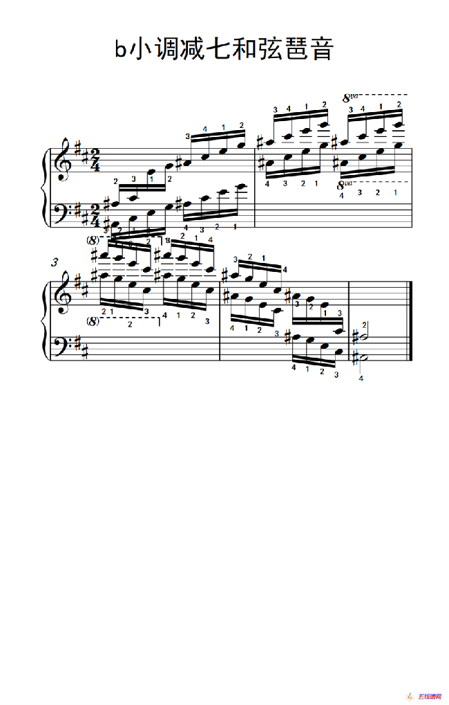 第八级6.b小调减七和弦琶音（中央音乐学院 钢琴（业余）考级教程 7-9级）