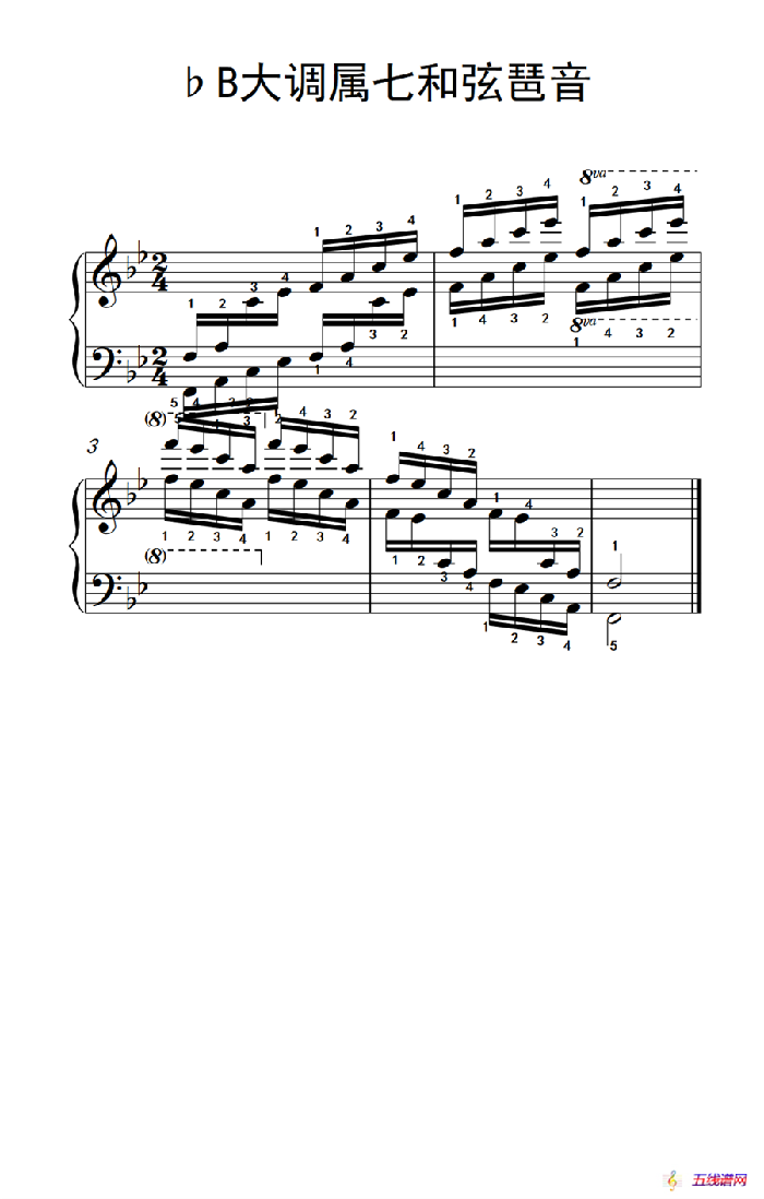 第八级15.♭B大调属七和弦琶音（中央音乐学院 钢琴（业余）考级教程 7-9级）