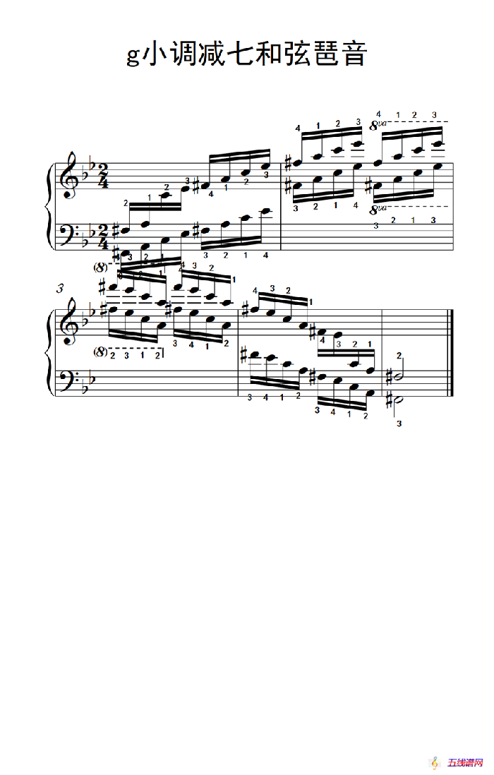 第八级16.g小调减七和弦琶音（中央音乐学院 钢琴（业余）考级教程 7-9级）