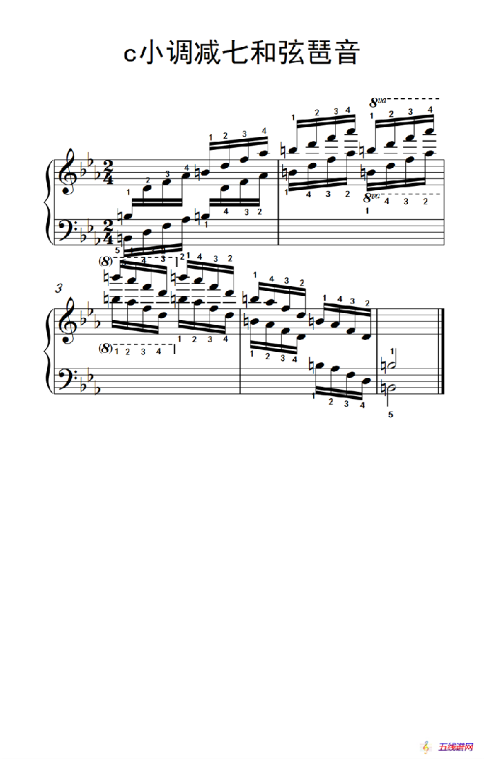 第八级18.c小调减七和弦琶音（中央音乐学院 钢琴（业余）考级教程 7-9级）