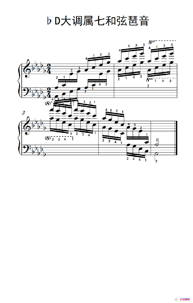 第八级21.♭D大调属七和弦琶音（中央音乐学院 钢琴（业余）考级教程 7-9级）
