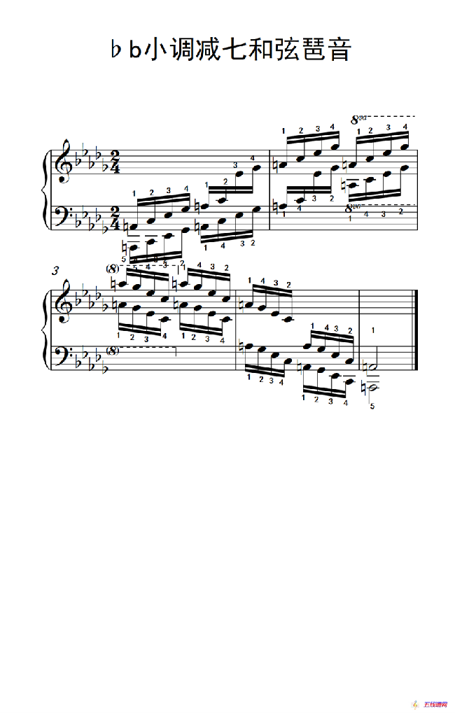 第八级22.♭b小调减七和弦琶音（中央音乐学院 钢琴（业余）考级教程 7-9级）