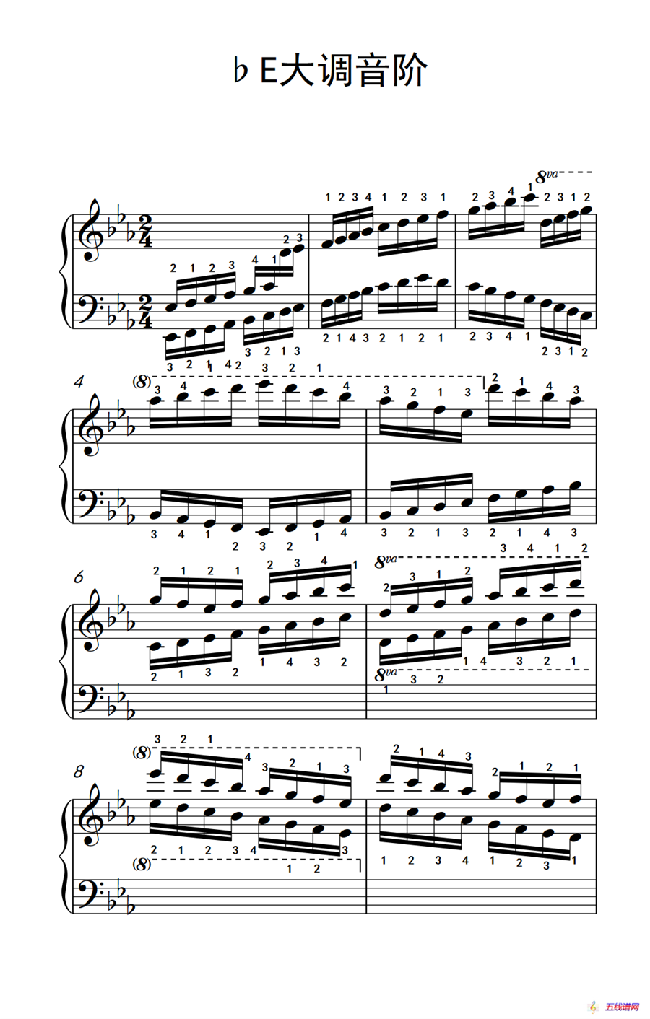 第九级13.♭E大调音阶（中央音乐学院 钢琴（业余）考级教程 7-9级）