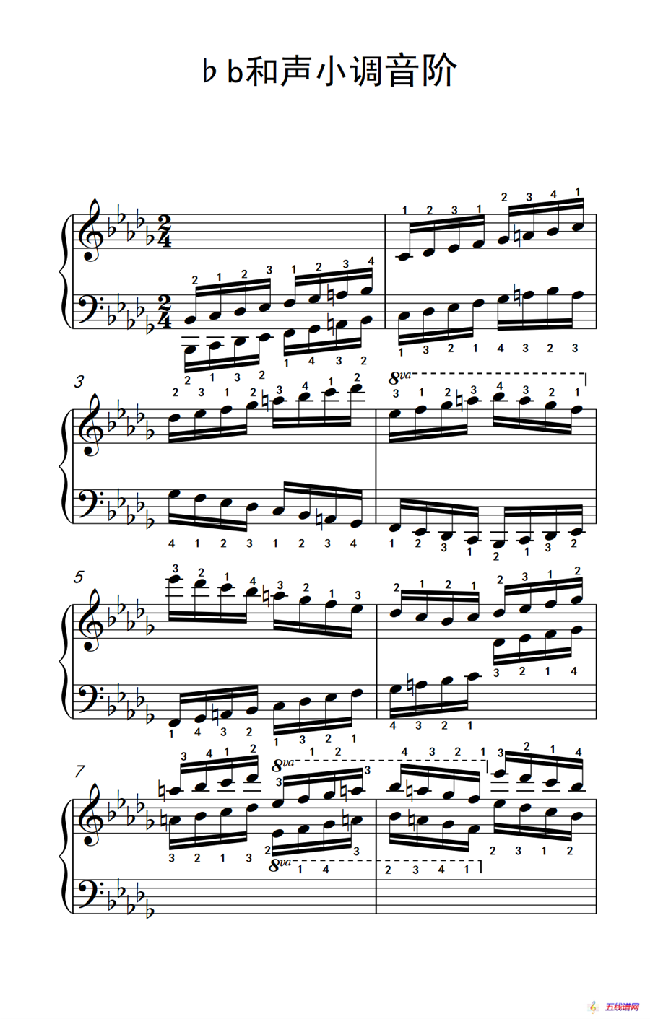 第九级22.♭b和声小调音阶（中央音乐学院 钢琴（业余）考级教程 7-9级）