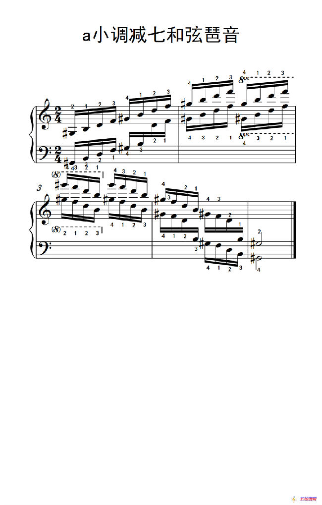 第九级2.a小调减七和弦琶音（中央音乐学院 钢琴（业余）考级教程 7-9级）