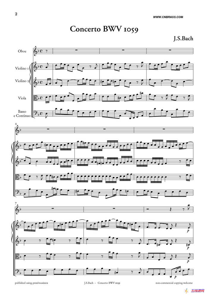 Concerto BWV 1059（雙簧管與弦樂D小調協奏曲）