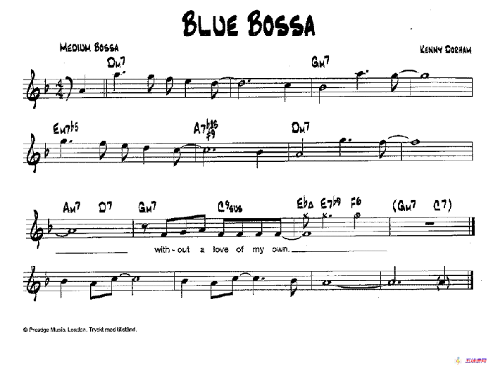 降B爵士乐谱：BLUE BOSSA
