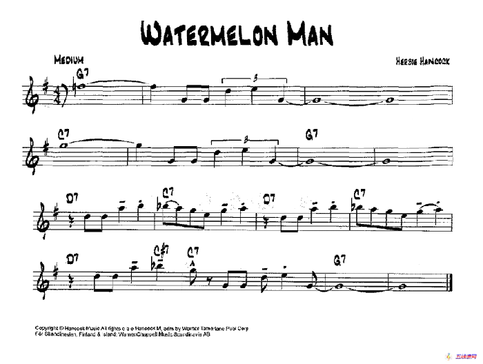 降B爵士乐谱：WATERMELON MAN