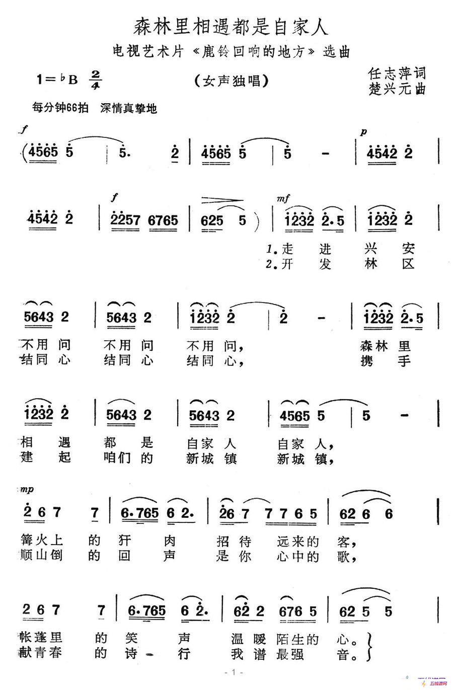 森林里相遇都是自家人（电视艺术片《鹿铃回响起地方》选曲）