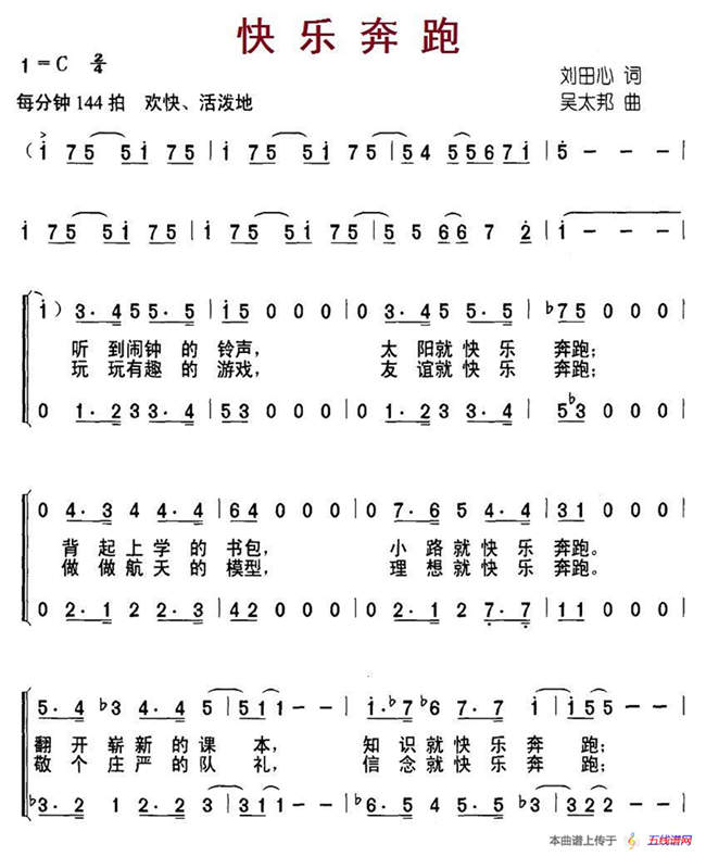 快樂奔跑（劉田心詞 吳太邦曲、合唱）