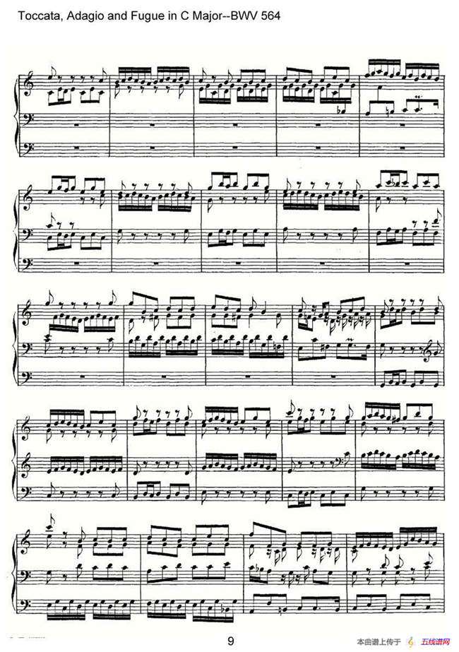 Toccata, Adagio and Fugue in C Major--BWV 564（管风琴谱）