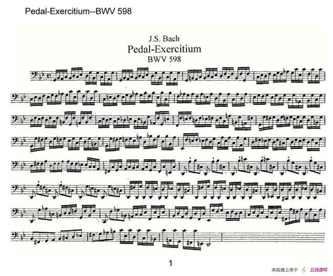 Pedal-Exercitium--BWV 598（管风琴谱）