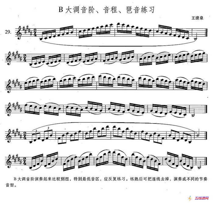 萨克斯练习曲合集（4 —29）B大调音阶、音程、琶音练习
