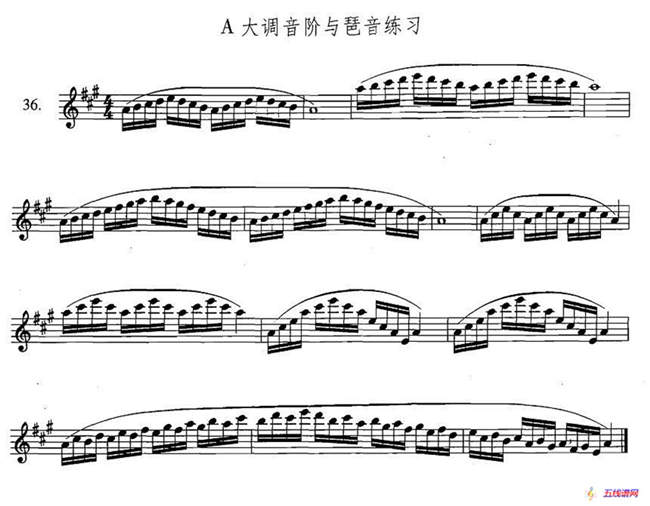 萨克斯练习曲合集（3—36）A大调音阶与琶音练习