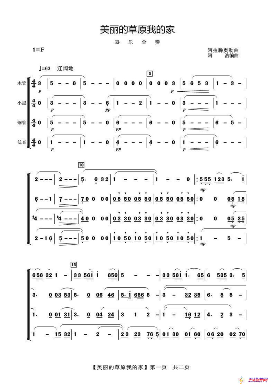 美丽的草原我的家（器乐合奏）