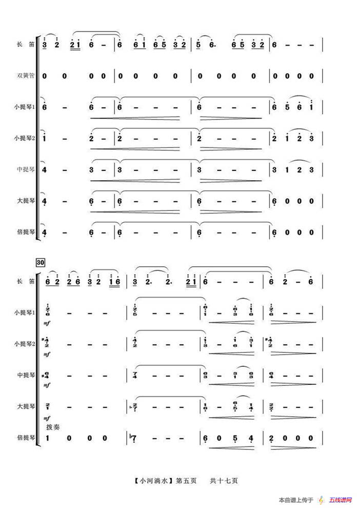 小河淌水（管弦乐总谱）