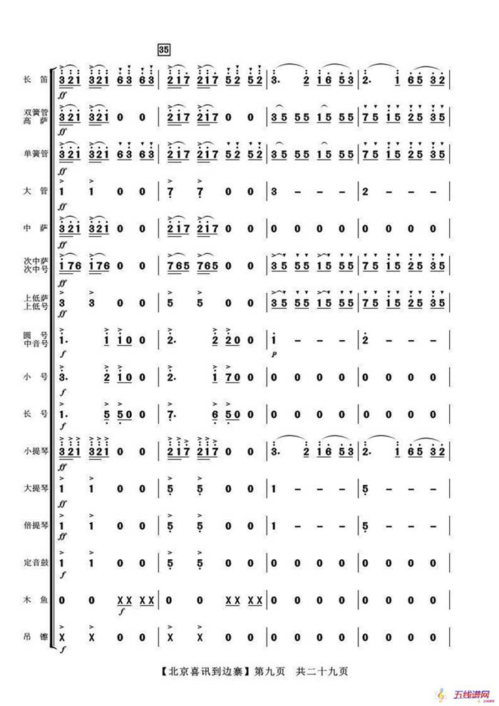 北京喜訊到邊寨（管弦樂總譜）