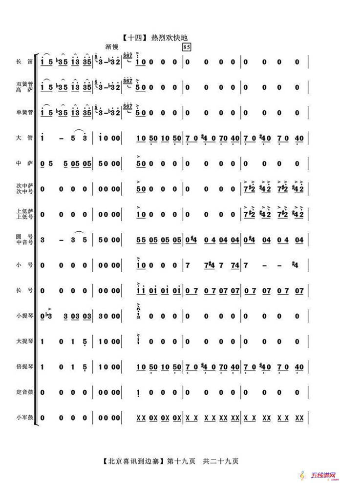 北京喜訊到邊寨（管弦樂總譜）