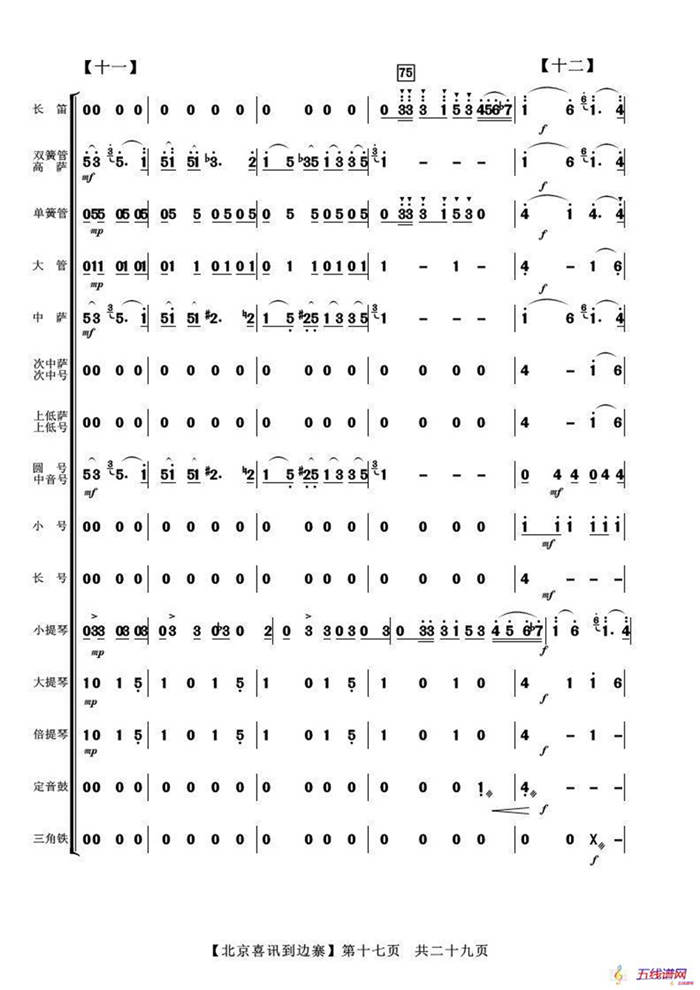 北京喜訊到邊寨（管弦樂總譜）