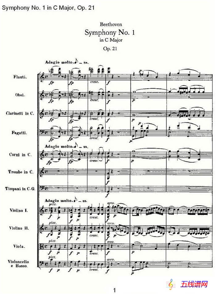 Symphony No. 1 in C Major, Op. 21（C大调第一交响曲 Op. 21）
