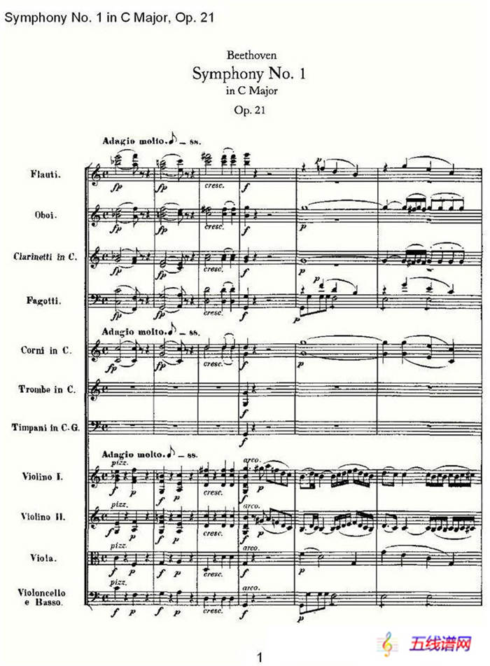 Symphony No. 1 in C Major, Op. 21（C大調第一交響曲 Op. 21）