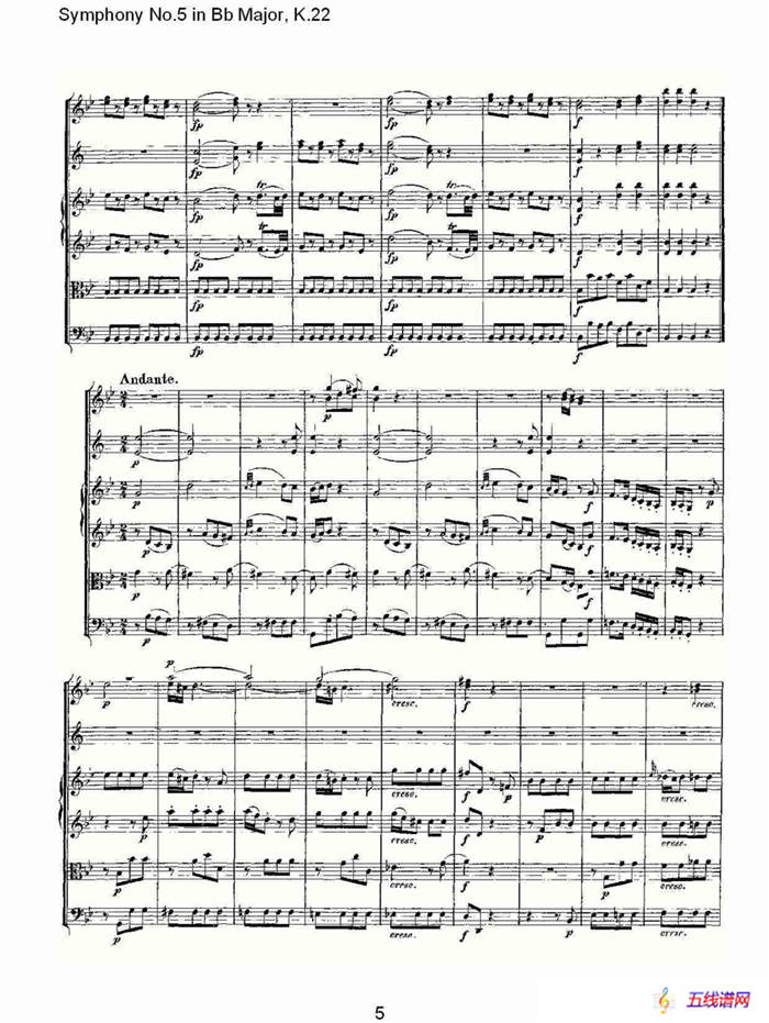 Symphony No.5 in Bb Major, K.22（Bb大调第五交响曲K.22）