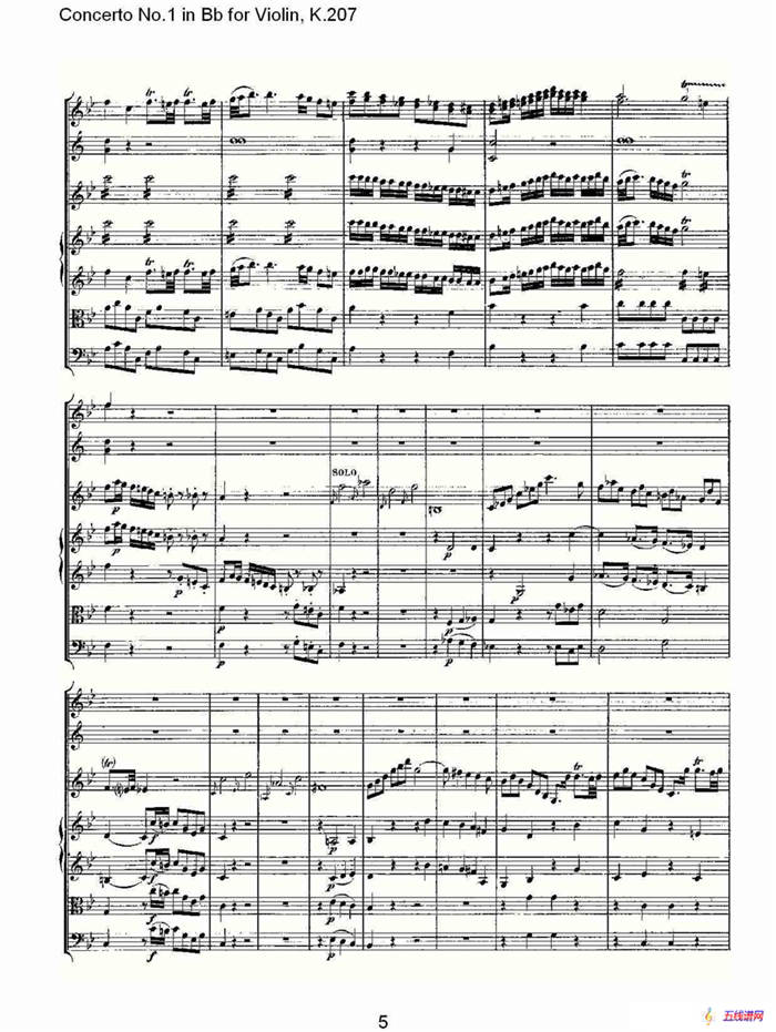 Concerto No.1 in Bb for Violin, K.207（Bb调小提琴第一协奏曲）
