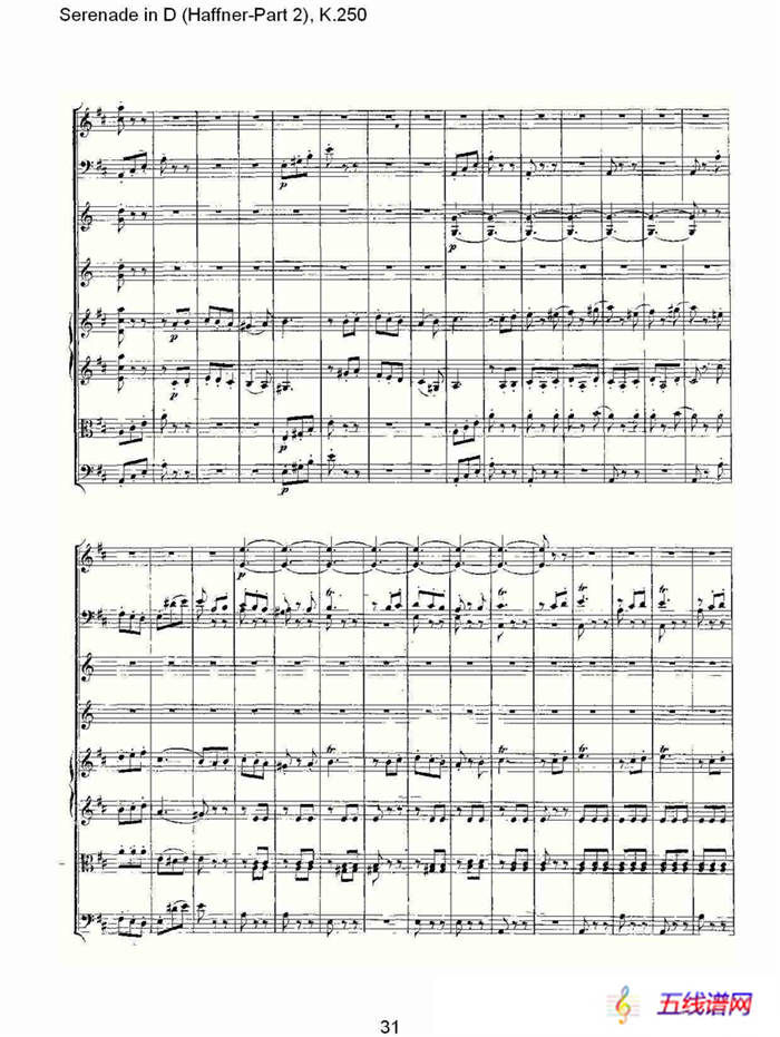 Serenade in D（Haffner-Part 2), K.250    D调小夜）
