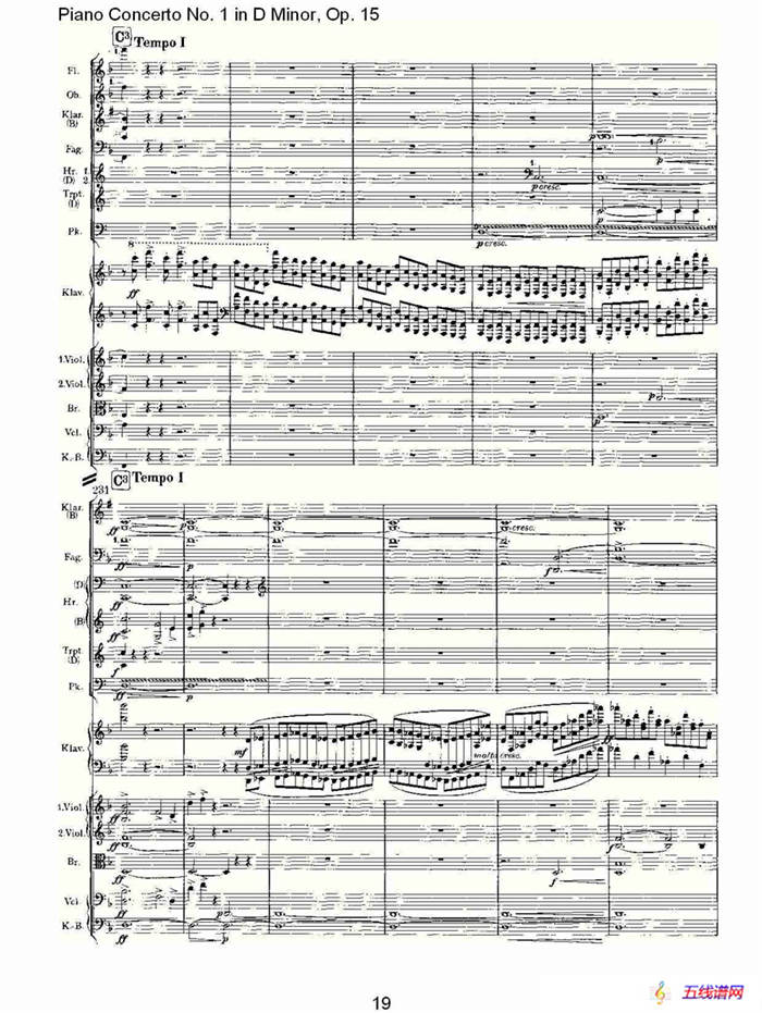 D小调钢琴第一协奏曲, Op.15第一乐章（一）