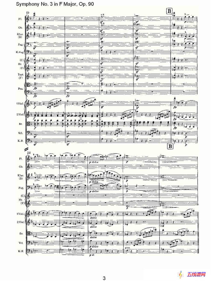 F大调第三交响曲, Op.90第一乐章