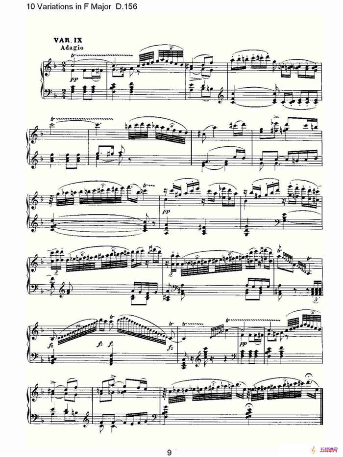 10 Variations in F Major D.156（F大调10变奏曲 D.156）
