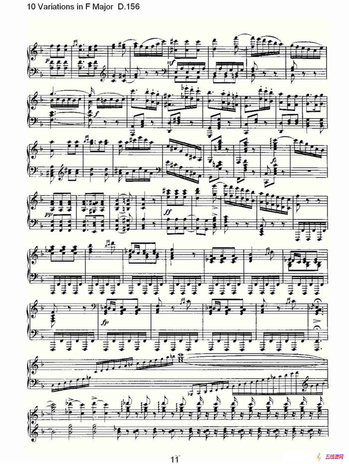 10 Variations in F Major D.156（F大调10变奏曲 D.156）