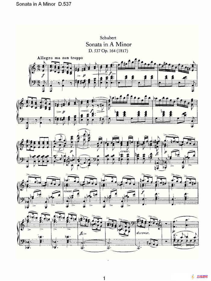 Sonata in A Minor D.537（A小调奏鸣曲D.537）