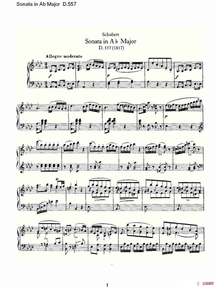 Sonata in Ab Major D.557（Ab大调奏鸣曲 D.557）